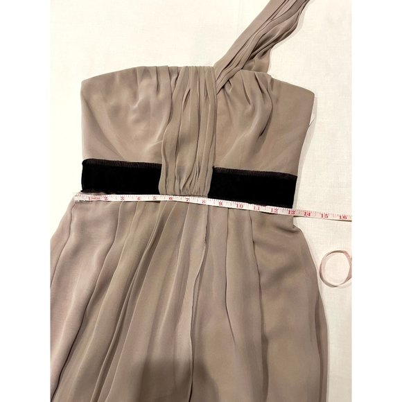 Max and Cleo Women's One Shoulder Chiffon Cocktail Party Mini Dress Taupe Size 4 - Picture 8 of 12